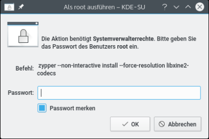 Passwort des Benutzers 'root' ist erforderlich