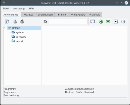 Qt4-Oberfläche für Wine ohne Anwendungen