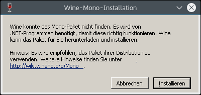 Wine-Mono-Installation : starten