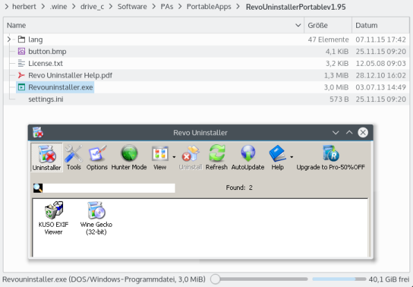 portable Application 'Revo Uninstaller' aufrufen