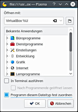 Öffnen mit VirtualBox %U