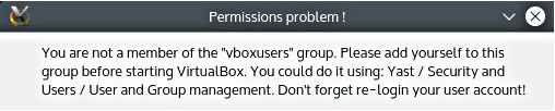 Permissions problem : "vboxusers" group