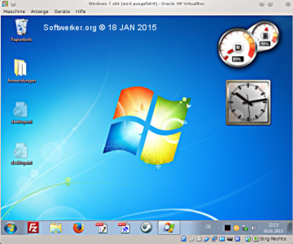 Windows 7 Home Premium x64 Edition - virtuelle Maschine gestartet