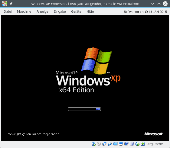 Windows XP Professional x64 Edition - virtuelle Maschine starten