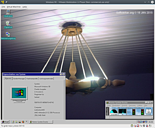 Windows 98 SE unter VMware Player gestartet